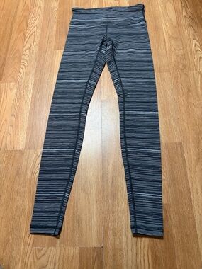 Lululemon Wunder Under High Rise Leggings Grey Black Wee Stripe Space Dye